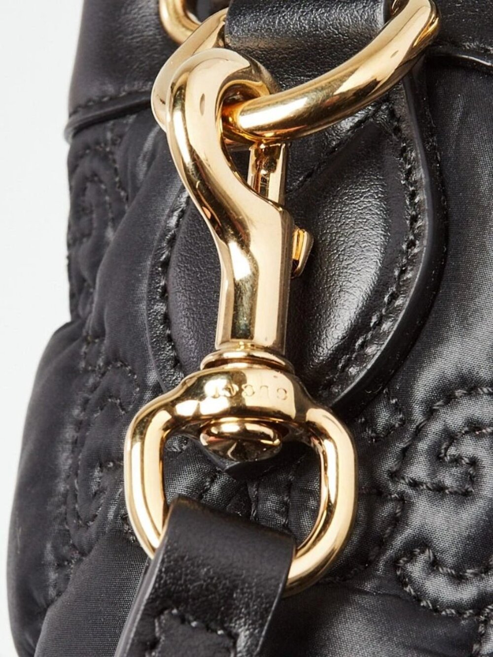 Gucci Black Leather/Nylon GG Metalasse Small Bucket Bag - Picture 12 of 12